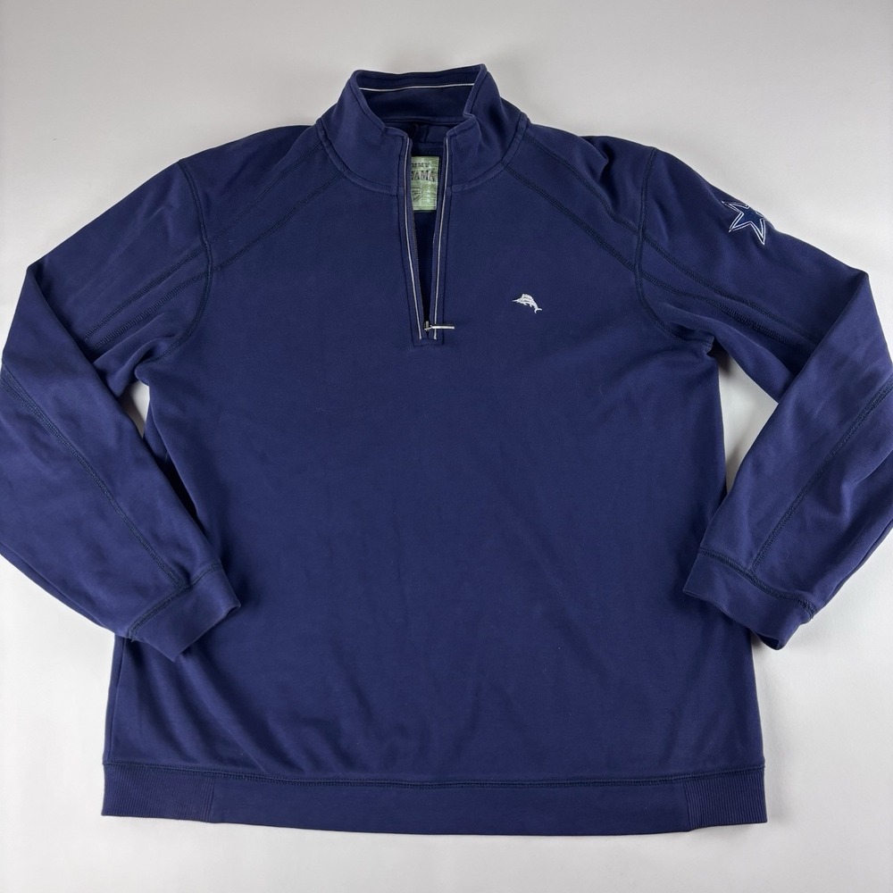 Tommy Bahama Dallas Cowboys 1/4 Zip Sweatshirt Mens Large NFL Navy Pullover Pima